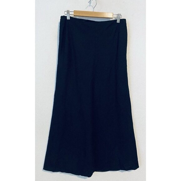 Edward Skirt Womens 12 Black Linen Blend Maxi Fully Lined Minimalist Lagenlook - Picture 1 of 6